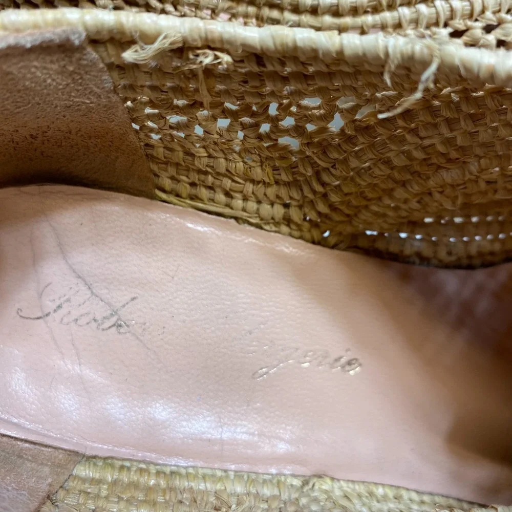 Robert Clergerie Wedge‎ Platform Shoes Womens 6 Beige Lisa Woven Natural Raffia